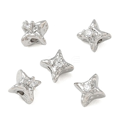 Brass Micro Pave Clear Cubic Zirconia Beads CU-CBAC675-01P-1