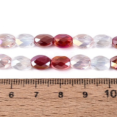 Electroplate Imitation Jade & Opaque & Transparent Glass Beads Strands EGLA-Q135-6x8MM-01A-1