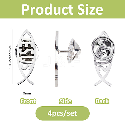 4Pcs 304 Stainless Steel Lapel Pin Backs for Clothes Backpack JEWB-FH0002-11P-1