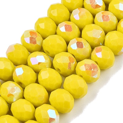Electroplate Opaque Solid Color Glass Beads Strands EGLA-A044-P8mm-L04-1