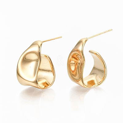Brass Half Hoop Earrings KK-S356-149G-NF-1