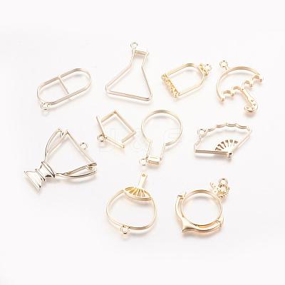 Rack Plating Alloy Open Back Bezel Pendants PALLOY-X0037-01G-1
