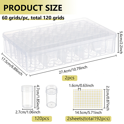 120 Grids Mini Round Plastic Jewelry Screw Top Bead Jars Sets AJEW-WH0348-305-1