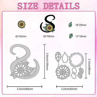 Flower Letter S Carbon Steel Cutting Dies Stencils DIY-WH0309-2371-1