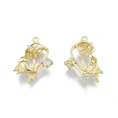 Brass Micro Pave Clear Cubic Zirconia Pendants KK-G432-12G-1