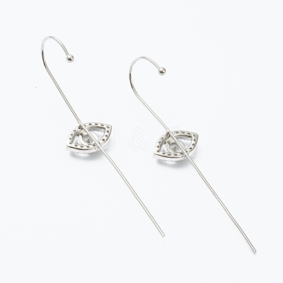 Brass Micro Pave Clear Cubic Zirconia Ear Wrap Crawler Hook Earrings EJEW-H125-05P-1