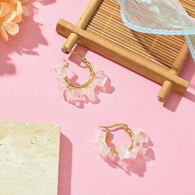 Natural Quartz Crystal Chips Braided Hoop Earrings EJEW-JE04940-06-1