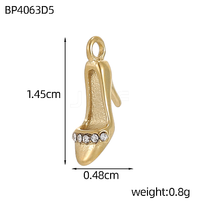 304 Stainless Steel Micro Pave Clear Cubic Zirconia Pendants STAS-OY012-46G-1