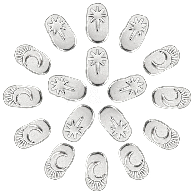 16Pcs 2 Style Oval with Moon & Star 304 Stainless Steel Cabochons STAS-DC0002-66-1