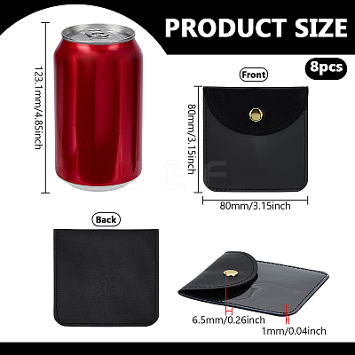 Square PU Leather & PVC Gift Jewelry Packaging Bags with Snap Button ABAG-WH0062-06A-1