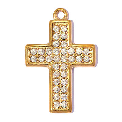 304 Stainless Steel with Crystal Rhinestone Pendants RB-OY001-30G-1