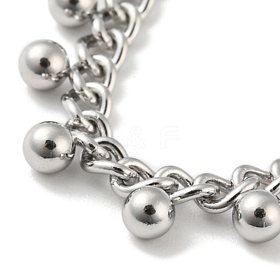 Non-Tarnish 304 Stainless Steel Round Ball Charms Link Chain Anklets LS-AJEW-G054-01P-1