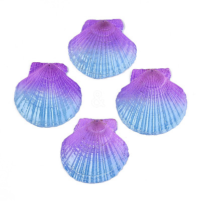 Spray Painted Natural Scallop Shell Big Pendants SSHEL-T017-14C-1