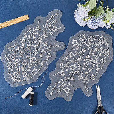 Flower Beading Lace Appliques DIY-WH0304-958-1