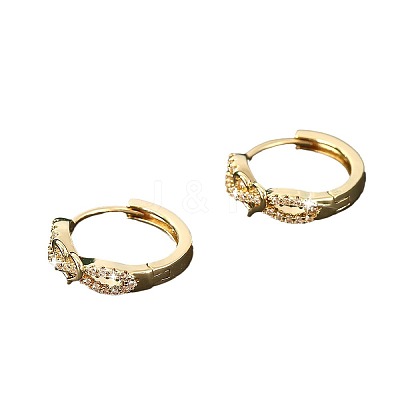 Brass Micro Pave Cubic Zirconia Heart Hoop Earrings for Women WG82A9C-01-1