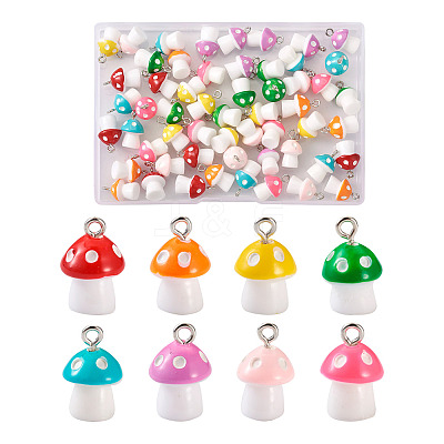 64 Pcs 8 Colors Plastic Pendants KY-KS0001-03-1