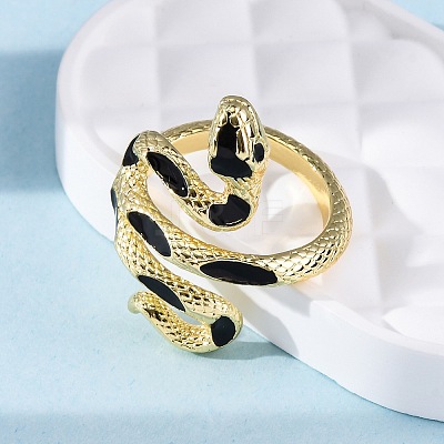Brass Enamel Cuff Rings for Women RJEW-U043-17G-1