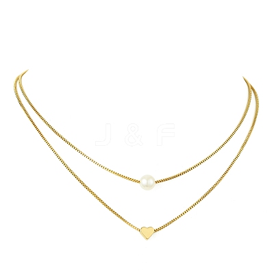 Brass Double Layer Necklace NJEW-JN04918-1