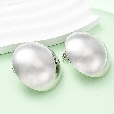 Brass Half Round Stud Earrings EJEW-Z125-01P-1