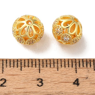 Rack Plating Brass Pave Cubic Zirconia Beads KK-M285-32C-G-1