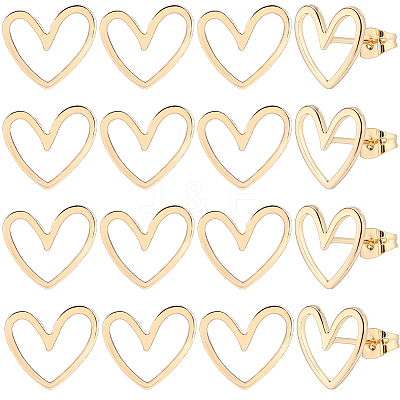 20Pcs Brass Heart Stud Earring Findings KK-BBC0009-62-1