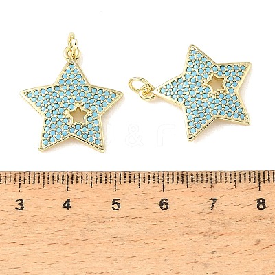 Brass Micro Pave Sky Blue Cubic Zirconia Pendants CU-CBA6938-05G-04-1