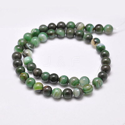 Natural Striped Agate/Banded Agate Bead Strands G-G962-8mm-09-1