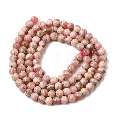 Round Natural Rhodochrosite Bead Strands G-F289-21-4mm-01-1