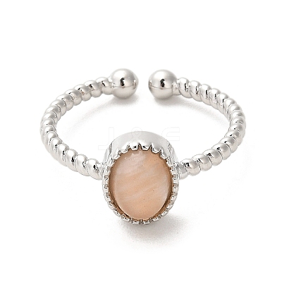 Natural Sunstone Open Cuff Ring RJEW-M166-04P-B-1