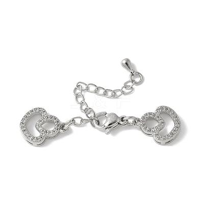 Brass Clear Cubic Zirconia Chain Extender KK-F893-14P-1