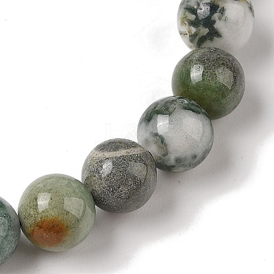 8mm Round Natural Tree Agate Braided Bead Bracelets BJEW-C067-01B-01-1