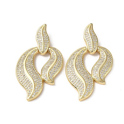 Rack Plating Brass Micro Pave Clear Cubic Zirconia Pendants KK-M268-02G-1