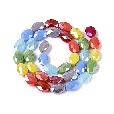Electroplate Opaque Glass Beads Strands EGLA-Q135-8x11MM-02A-1