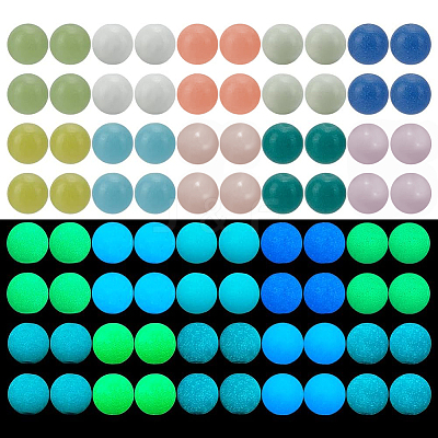 200Pcs 10 Colors Synthetic Luminous Stone Beads Strands G-PH0003-32-1
