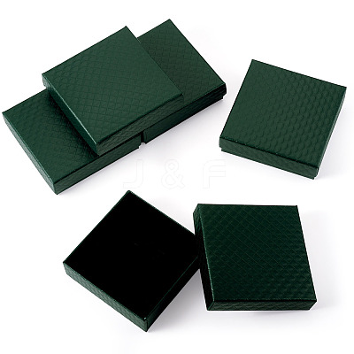 5Pcs Rhombus Textured Cardboard Jewelry Packing Boxes with Sponge Inside CBOX-TA0001-18E-1