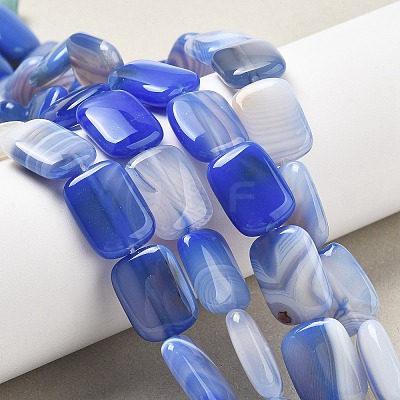 Natural Banded Agate Beads Strands G-K392-B07-13x18mm-1