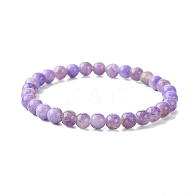 6.5mm Dyed Natural White Jade Round Beaded Stretch Bracelets for Women BJEW-JB10734-1