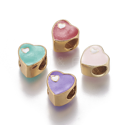 Brass Enamel European Beads KK-F787-A-1