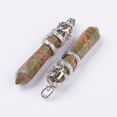 Natural Unakite Big Pointed Pendants G-G738-A-36-1