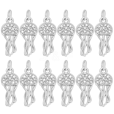 12Pcs Brass Micro Pave Cubic Zirconia Pendants KK-PH0014-34P-1