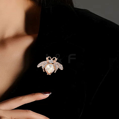 1Pc Bees Alloy Rhinestone Brooches for Backpack Clothes JEWB-LP0010-09-1