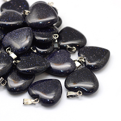 Heart Synthetic Blue Goldstone Pendants G-Q438-21-1