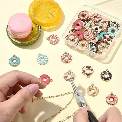 50Pcs 10 Colors Printed Alloy Pendants ENAM-CJ0006-81-1