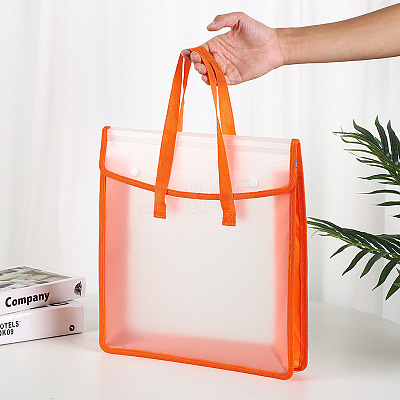 Translucent PP Book Storage Tote Bags with Polyester Handles ABAG-WH0039-68D-1