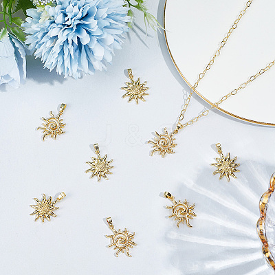 8Pcs 2 Styles Brass Pendants KK-BBC0024-51-1