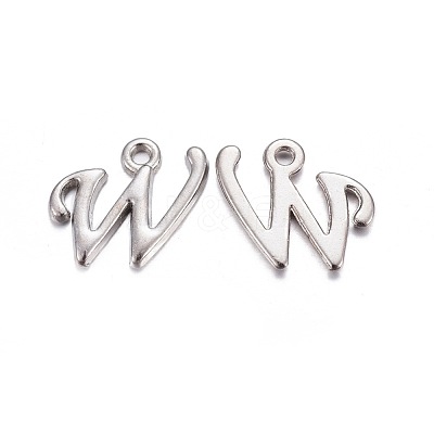 Platinum Plated Alloy Letter Pendants PALLOY-J718-01P-W-1