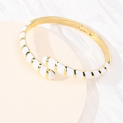 Snake Brass Enamel Cuff Bangles BJEW-A163-01G-01-1