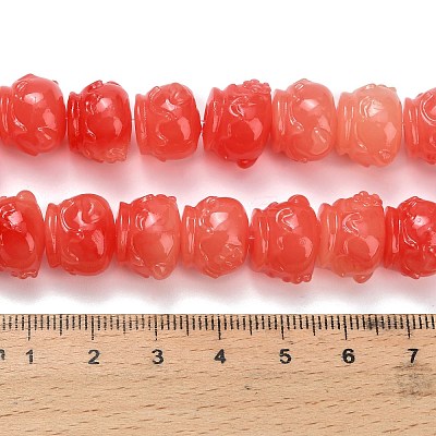 Synthetic Coral Dyed Carved Beads BSHE-H114-03C-1