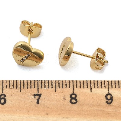 Rack Plating Brass Micro Pave Clear Cubic Zirconia Stud Earrings EJEW-K299-01G-I-1
