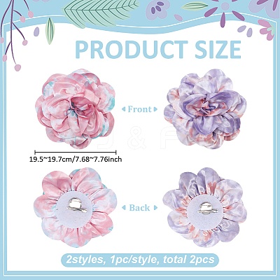 2Pcs 2 Colors Polyester Camellia Brooches JEWB-FG0001-64A-1